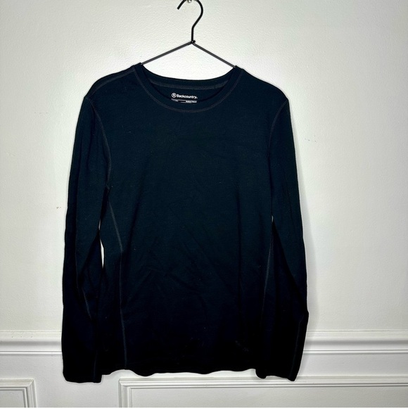 Backcountry Merino Wool Blend Base Layer Black Long Sleeve Shirt Mens Medium - Picture 1 of 9